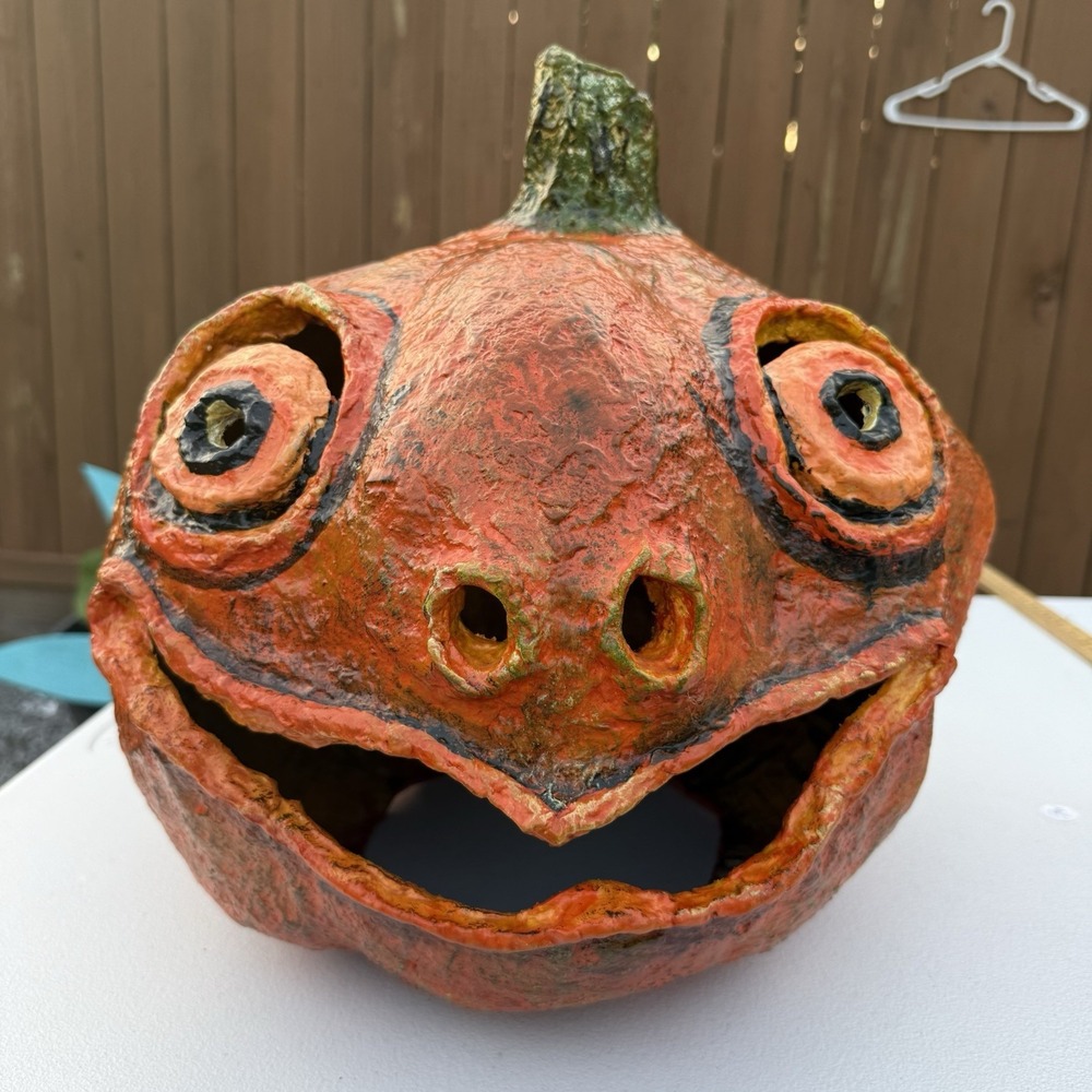 Large Halloween Paper Mache‎ Pulp Jack O Lantern Extra Large